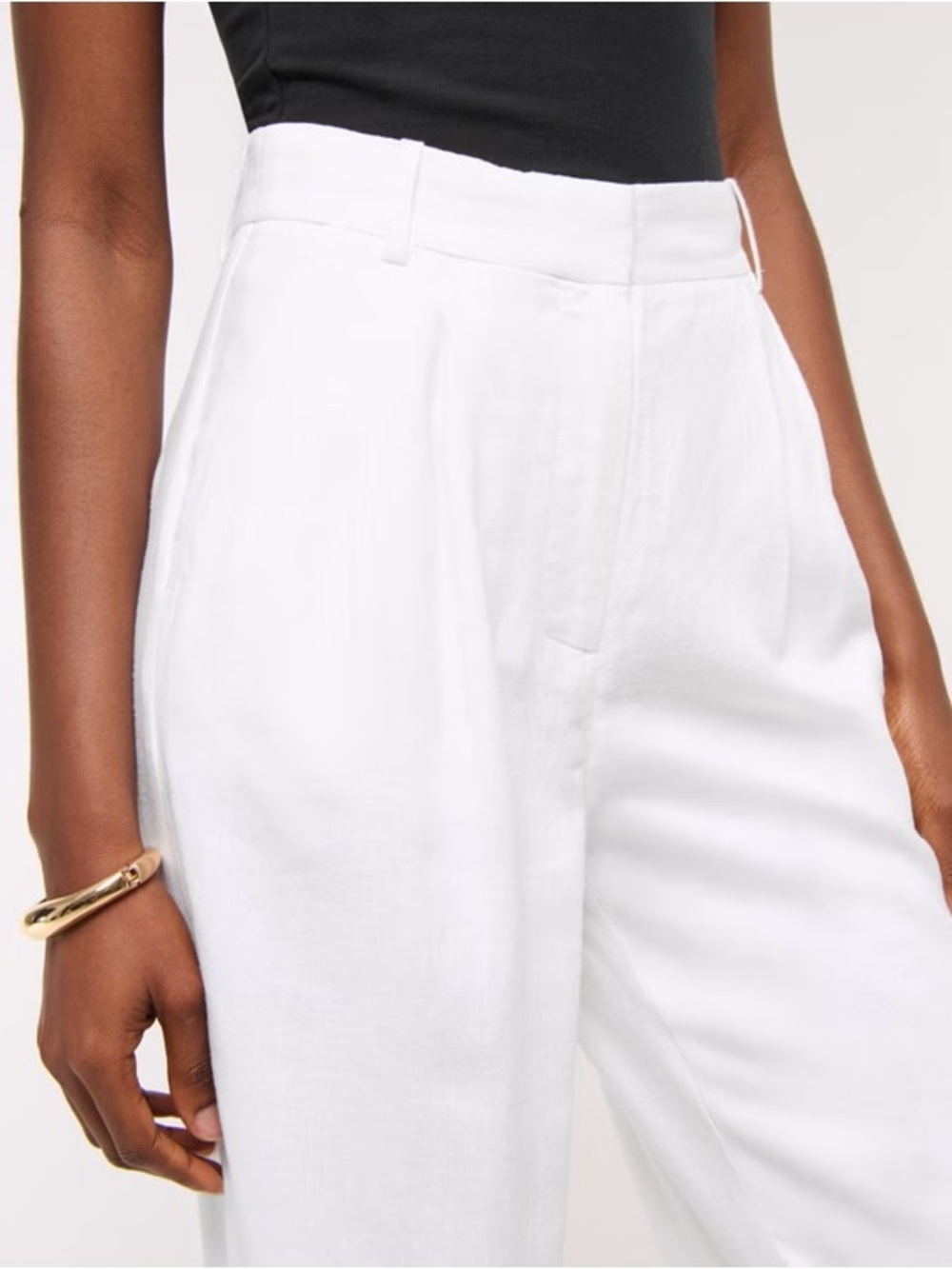 Abercrombie & Fitch Curve Love Linen Blend Pants White M